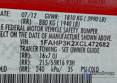 2012 Ford Focus Se from USA, damaged, VIN 1FAHP3K2XCL472682